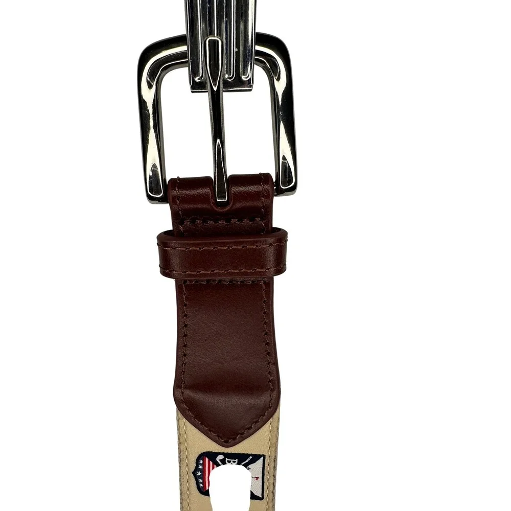 BSG Men's Novelty American Flag‎ & Golf Clubs Tan Belt Accessory - Size 32